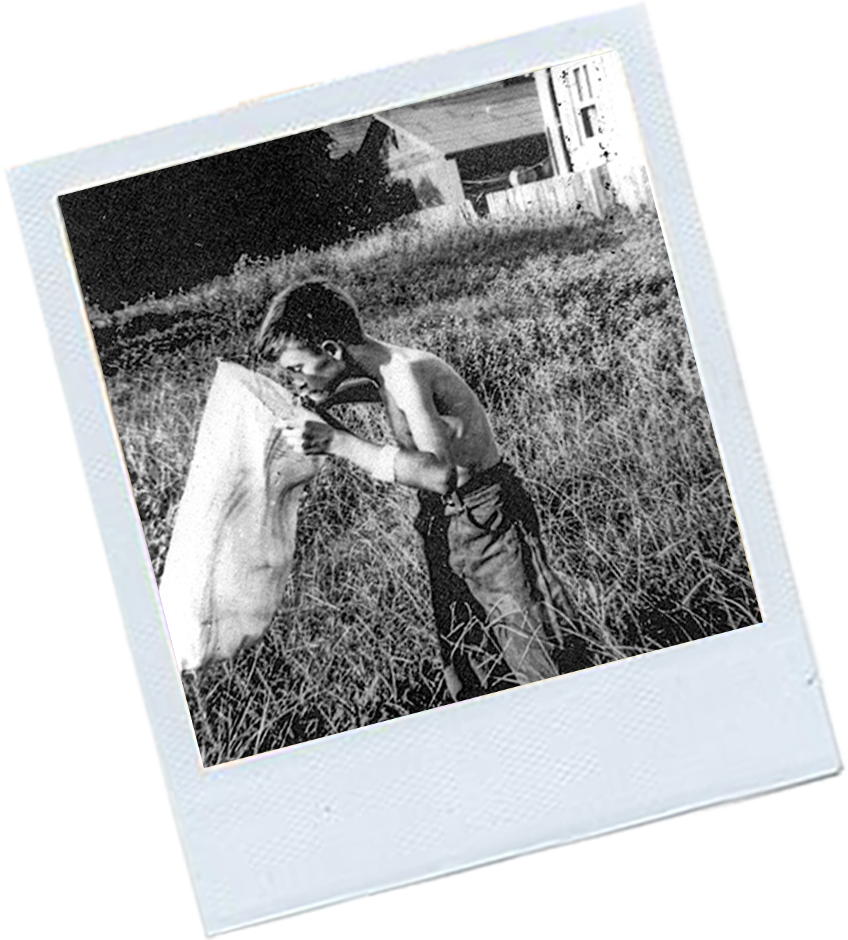 Young EO Wilson looking in net at specimen